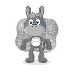 donkey thinking hard vector. cartoon character