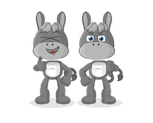 donkey thumbs up and thumbs down. cartoon mascot vector