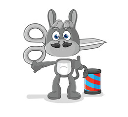donkey barber cartoon. cartoon mascot vector