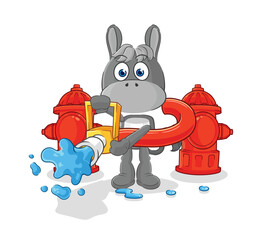 donkey firefighter vector. cartoon character