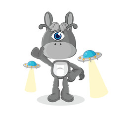 donkey alien cartoon mascot vector