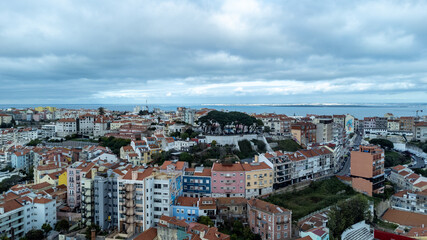 Landscape with panoramic view of the city. Lisboa, Portugal. 