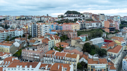 Fototapeta na wymiar Landscape with panoramic view of the city. Lisboa, Portugal. 