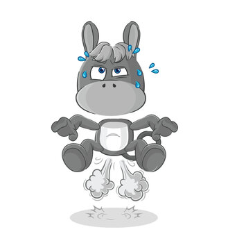 donkey fart jumping illustration. character vector