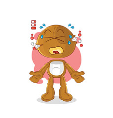 Fototapeta premium sack doll low battery mascot. cartoon vector