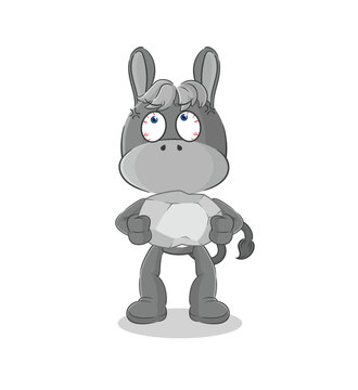 donkey lifting rock cartoon character vector