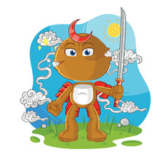 sack doll samurai cartoon. cartoon mascot vector