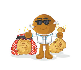 sack doll rich arabian mascot. cartoon vector