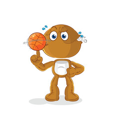 sack doll playing basket ball mascot. cartoon vector
