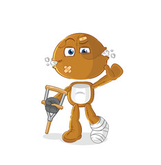 sack doll sick with limping stick. cartoon mascot vector