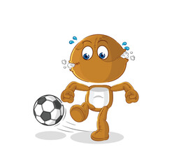 sack doll kicking the ball cartoon. cartoon mascot vector