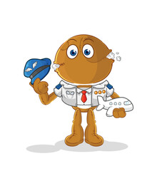 sack doll pilot mascot. cartoon vector