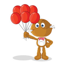 Fototapeta premium sack doll clown with balloons vector. cartoon character