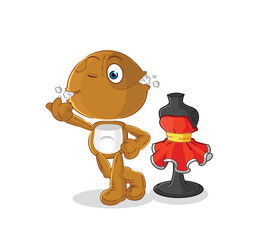sack doll fashion designer vector. cartoon character