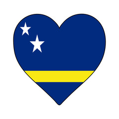 Curaçao Heart Shape Flag. Love Curaçao. Visit Curaçao. Caribbean. Latin America. Vector Illustration Graphic Design.