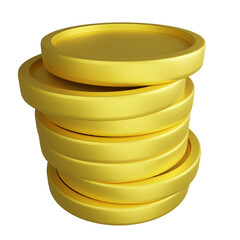 3D render coin stack icon isolated on transparent background