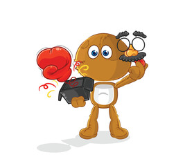 sack doll prank glove in the box. cartoon mascot