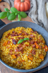 Healthy home made Pumpkin risotto with fresh herbs