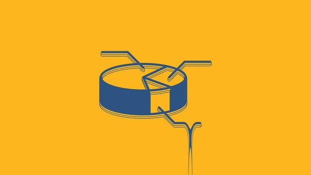 Blue Pie chart infographic icon isolated on orange background. Diagram chart sign. 4K Video motion graphic animation