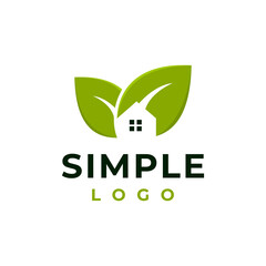 logo green house leaf  green template