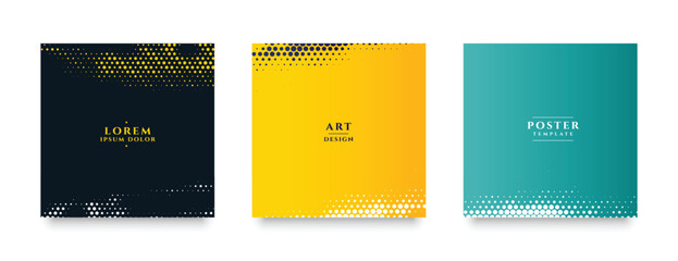 halftone set of eye catching dotty background design