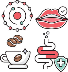 Set of Coffee and Body Health Icon