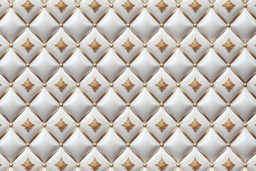 Gold and white leather texture for background. Golden white luxury leather upholstery style pattern. Generative AI.