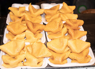 Egg and flour snacks in boxes for sale