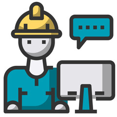 Simple engineering filled outline icon, specialist and staff related concept on the white background