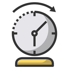 Simple period filled outline icon, date and time logistic related concept on the white background