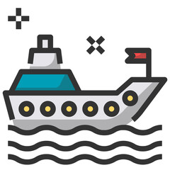 Simple ship filled outline icon, vehicle and transportation related concept on the white background