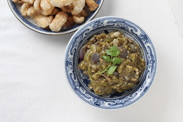 Young chili paste and Crispy Pork Rinds, Thai food