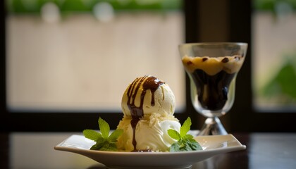 Affogato: Vanilla ice cream with a shot of espresso poured over the top.