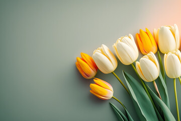 Naklejka premium Tulip Time: Gorgeous Blooms on a Beautiful Tabletop