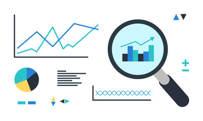 Data analysis, database visualization. working sorting information using digital mind map. Input output data, charts, analyzing, infographic vector illustration