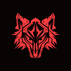 Fototapeta premium Wolf head illustration artwork tattoo vector element futuristic, tribal, clip art, warrior, t shirt design printable