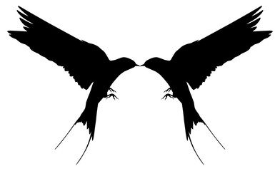 Flying of the Swallows, Martins, and Saw wings, or Hirundinidae Bird Silhouette for Logo, Pictogram, Website, Art Illustration or Graphic Design Element. Pair Bird. Format PNG
