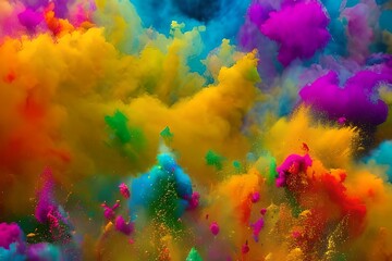 Fototapeta na wymiar Splash of colors for diwali and holi festival. Generative AI.