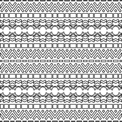  Monochrome ornamental texture with smooth linear shapes, zigzag lines, lace pattern.Abstract geometric black and white pattern for web page, textures, card, poster, fabric, textile.