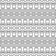  Monochrome ornamental texture with smooth linear shapes, zigzag lines, lace pattern.Abstract geometric black and white pattern for web page, textures, card, poster, fabric, textile.