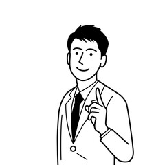 Fototapeta premium 人差し指を挙げてワンポイント解説するスーツ姿の男性