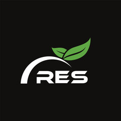 RES letter nature logo design on black background. RES creative initials letter leaf logo concept. RES letter design.