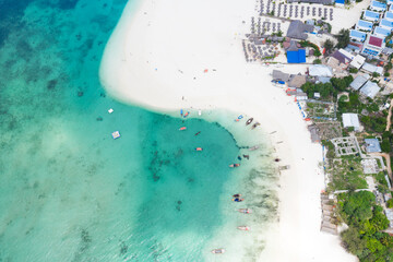 The beautiful tropical Island of Zanzibar aerial view. sea in Zanzibar beach, Tanzania.