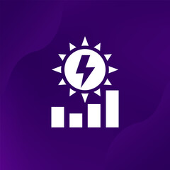 solar energy production level icon with a sun and a graph