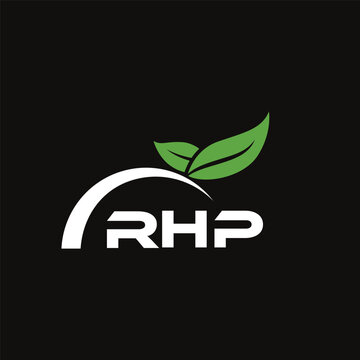 RHP letter nature logo design on black background. RHP creative initials letter leaf logo concept. RHP letter design.