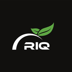 RIQ letter nature logo design on black background. RIQ creative initials letter leaf logo concept. RIQ letter design.