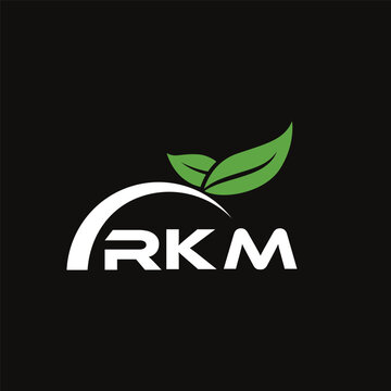 RKM letter nature logo design on black background. RKM creative initials letter leaf logo concept. RKM letter design.