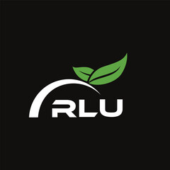 RLU letter nature logo design on black background. RLU creative initials letter leaf logo concept. RLU letter design.
