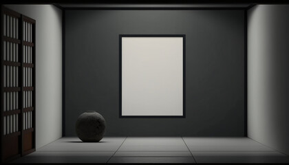 Fototapeta na wymiar room with a frame japanese zen theme generative ai