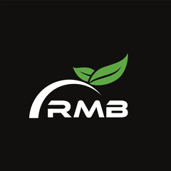 Fototapeta premium RMB letter nature logo design on black background. RMB creative initials letter leaf logo concept. RMB letter design.